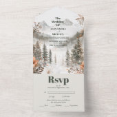 Idyllic Waterverf Mountain Winter Weddenschap All In One Uitnodiging (Binnen)