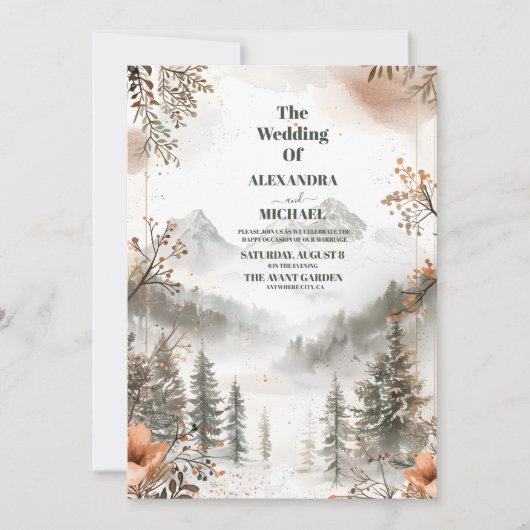 Idyllic Waterverf Mountain Winter Weddenschap Kaart (Voorkant)