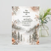 Idyllic Waterverf Mountain Winter Weddenschap Kaart (Staand voorkant)