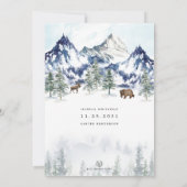Idyllic Waterverf Mountain Winter Weddenschap Kaart (Achterkant)