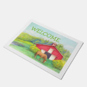 Idyllic zomerlandschap Rode Barn met paard Deurmat (Schuin)