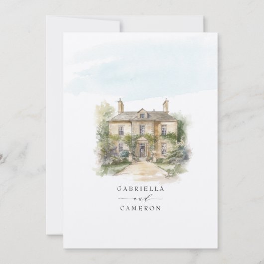 Idyllisch Engels Manor Classic Destination Wedding Kaart (Achterkant)