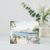 Idyllisch Grieks Eiland: Digitale Waterverf Art Pr Briefkaart (Staand voorkant)