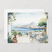 Idyllisch Grieks Eiland: Digitale Waterverf Art Pr Briefkaart (Voorkant / Achterkant)