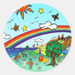 Idyllisch kinderlandschap — Paradise Multomap Ronde Sticker