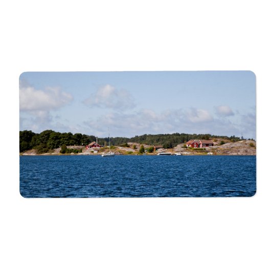 Idyllisch kustlandschap etiket (Voorkant)