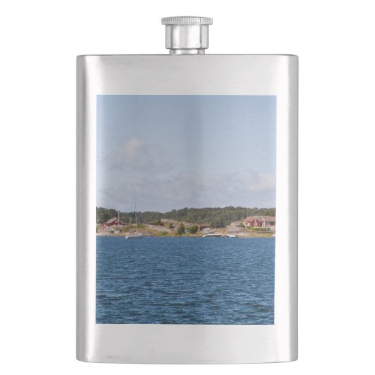 Idyllisch kustlandschap heupfles (Voorkant)