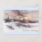 Idyllisch land winterscène met roze zonnebank briefkaart (Voorkant)