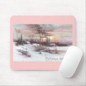 Idyllisch land winterscène met roze zonnebank muismat (Met muis)