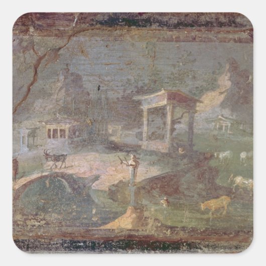 Idyllisch landschap, uit het Herculaneum, Vierkante Sticker (Voorkant)