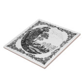 Idyllisch landschap zwart-wit vintage Delft Tegeltje (Zijkant)