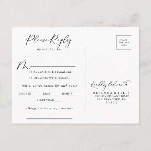 Idyllisch stijlvol kalligrafie Blauwgroen menu Keu (Achterkant)