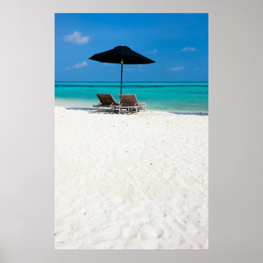 Idyllisch tropisch strand op de Malediven Poster (Voorkant)