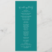 Idyllische Blauwgroen bruiloft voor kalligrafie Programmakaart (Achterkant)