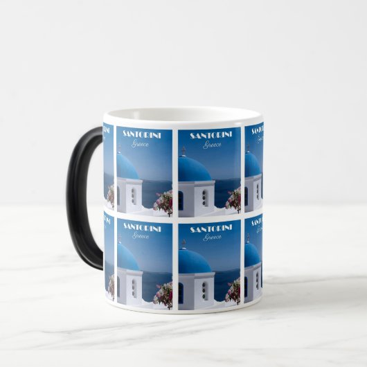 Idyllische Santorini Charm Magische Mok (Voorkant links)