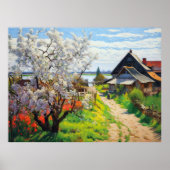 Idyllische Spring Farmstead Cherry Blossoms op San Poster (Voorkant)