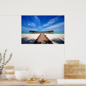 Idyllische symmetrie. Waterdammen. Malediven Poster (Keuken)