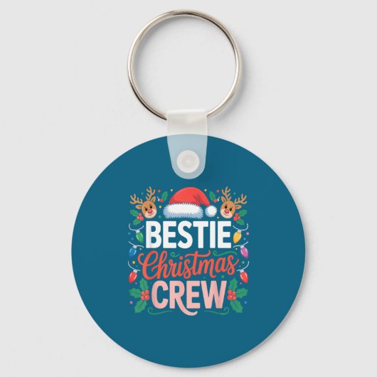 Ie Christmas Crew Santa Hat Holiday Art Matching F Sleutelhanger (Voorkant)