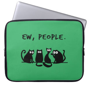 Ie Mensen Funny Meowy Zwarte Katten  Laptop Sleeve