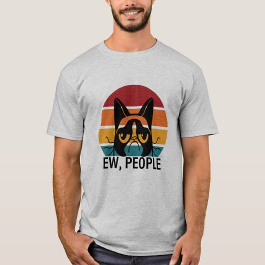 Ie Mensen Grappig Meowende Zwarte Kat T-shirt (Voorkant)
