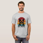 Ie Mensen Grappig Meowende Zwarte Kat T-shirt (Voorkant volledig)