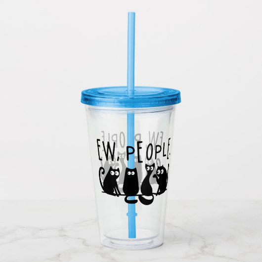 Ie Mensen Grappig Meowende Zwarte Katten Acryl Drinkbeker (Voorkant)