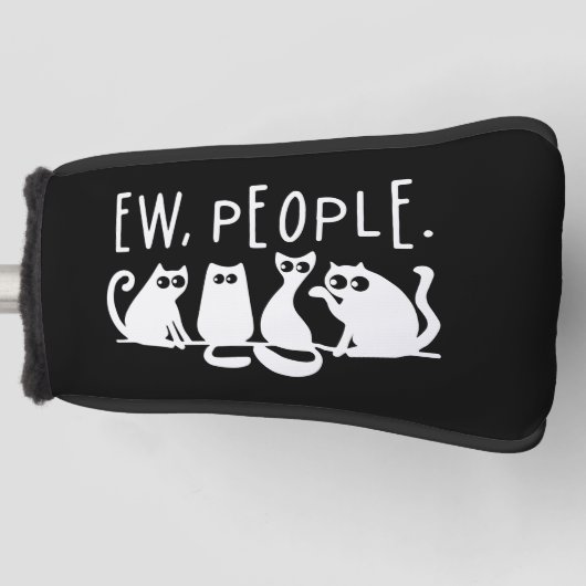 Ie Mensen Grappig Meowende Zwarte Katten Golfheadcover (Voorkant)