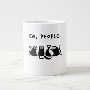 Ie Mensen Grappig Meowende Zwarte Katten Grote Koffiekop