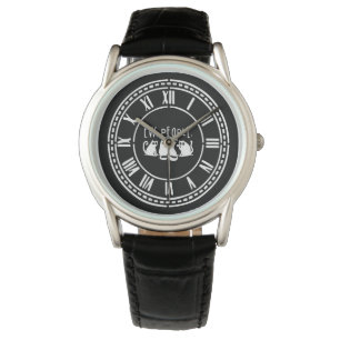 Ie Mensen Grappig Meowende Zwarte Katten  Horloge
