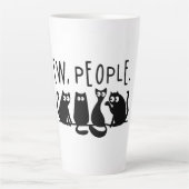 Ie Mensen Grappig Meowende Zwarte Katten Latte Mok (Voorkant)
