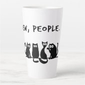 Ie Mensen Grappig Meowende Zwarte Katten Latte Mok (Voorkant)
