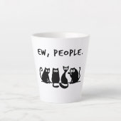 Ie Mensen Grappig Meowende Zwarte Katten Latte Mok (Voorkant)