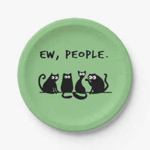 Ie Mensen Grappig Meowende Zwarte Katten Papieren Bordje