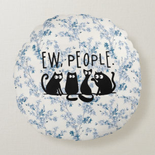 Ie Mensen Grappig Meowende Zwarte Katten  Rond Kussen