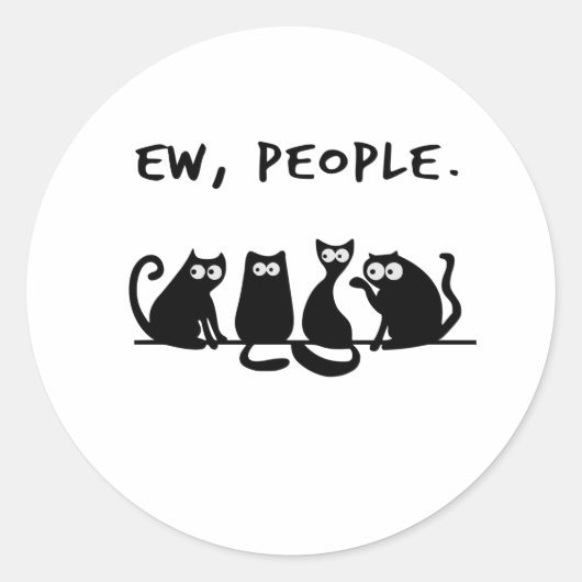 Ie Mensen Grappig Meowende Zwarte Katten Ronde Sticker (Voorkant)