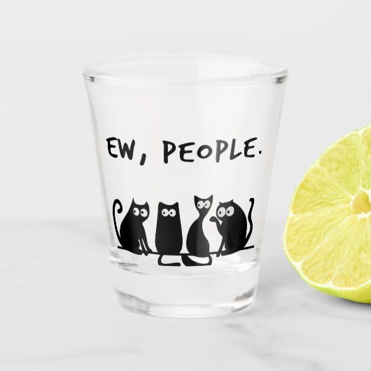 Ie Mensen Grappig Meowende Zwarte Katten Shot Glas (Voorkant)