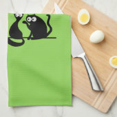 Ie Mensen Grappig Meowende Zwarte Katten Theedoek (Quarter Fold)