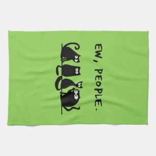 Ie Mensen Grappig Meowende Zwarte Katten Theedoek
