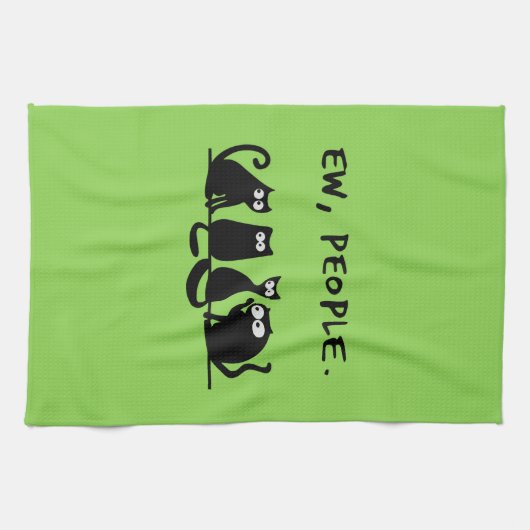 Ie Mensen Grappig Meowende Zwarte Katten Theedoek (Horizontaal)