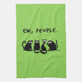 Ie Mensen Grappig Meowende Zwarte Katten Theedoek (Verticaal)