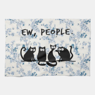 Ie Mensen Grappig Meowende Zwarte Katten Theedoek