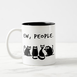 Ie Mensen Grappig Meowende Zwarte Katten Tweekleurige Koffiemok