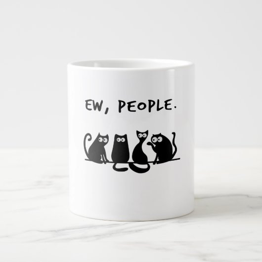 Ie Mensen Grappig Meowy Zwarte Katten Grote Koffiekop (Voorkant)