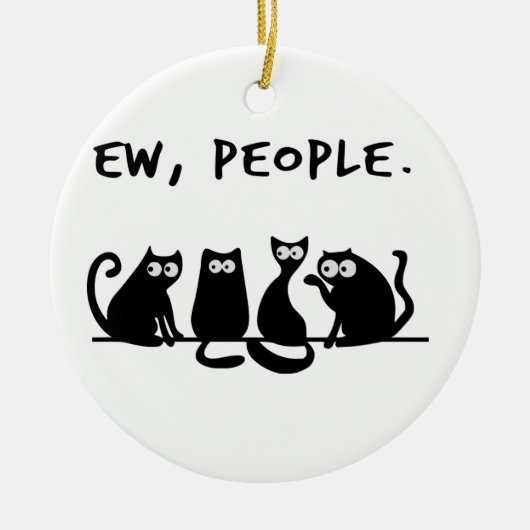 Ie Mensen Grappig Meowy Zwarte Katten Keramisch Ornament (Voorkant)