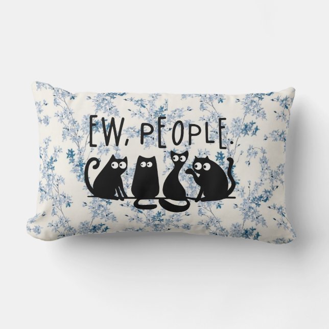 Ie Mensen Grappig Meowy Zwarte Katten Kussen (Voorkant)