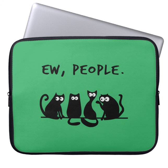 Ie Mensen Grappig Meowy Zwarte Katten  Laptop Sleeve (Voorkant)