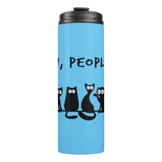 Ie Mensen Grappig Meowy Zwarte Katten Thermosbeker (Voorkant)