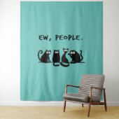 Ie Mensen Grappig Meowy Zwarte Katten Wandkleed (In situ)