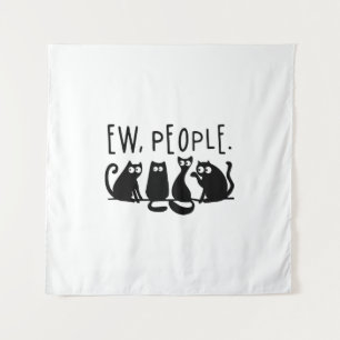 Ie Mensen Grappig Meowy Zwarte Katten  Wandkleed
