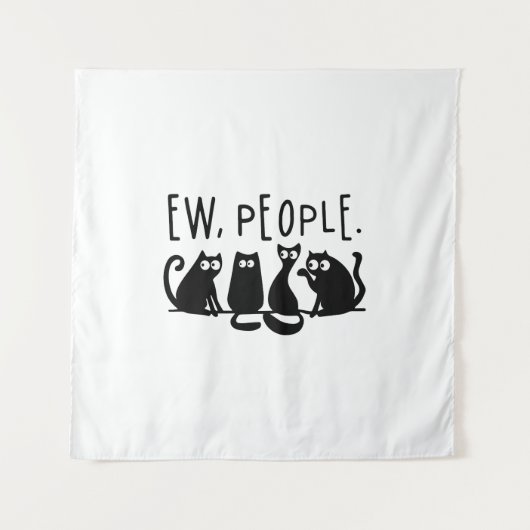 Ie Mensen Grappig Meowy Zwarte Katten  Wandkleed (Voorkant)